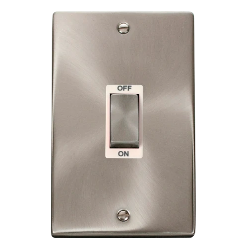 Click Deco Ingot 2 Gang 45A DP Switch White Victorian Sat Chrome
