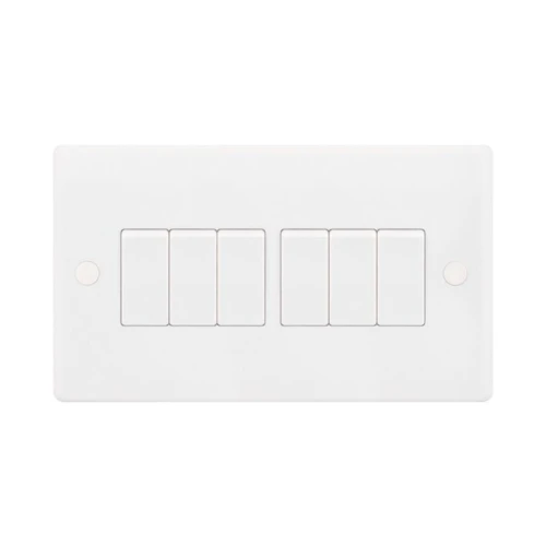 Selectric Smooth 6 Gang 10A 2 Way Switch