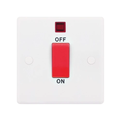 Selectric Smooth 1 Gang 45A DP Switch with Neon and Red Rocker
