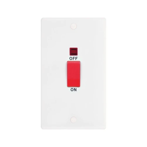 Selectric Smooth Switch with Neon and Red Rocker: 2 Gang 45A DP