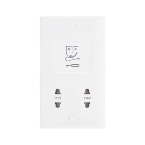 Selectric Smooth 2 Gang 115/230V Dual Voltage Shaver Socket