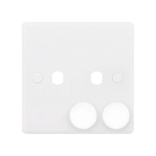 Selectric Smooth 1 Gang Twin Aperture Dimmer Plate with Matching Knobs