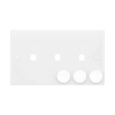 Selectric Smooth 2 Gang Triple Aperture Dimmer Plate with Matching Knobs