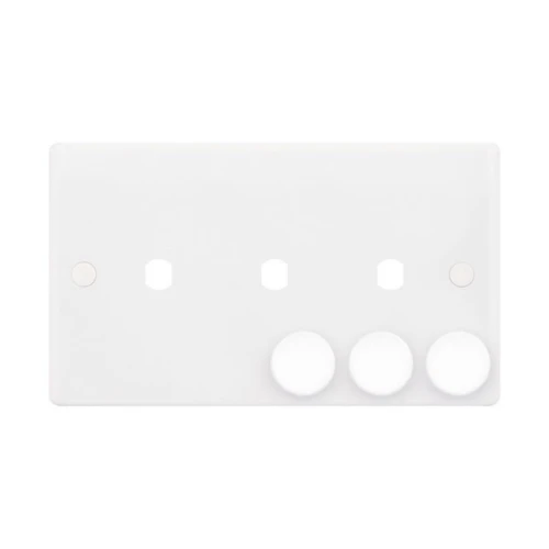 Selectric Smooth 2 Gang Triple Aperture Dimmer Plate with Matching Knobs