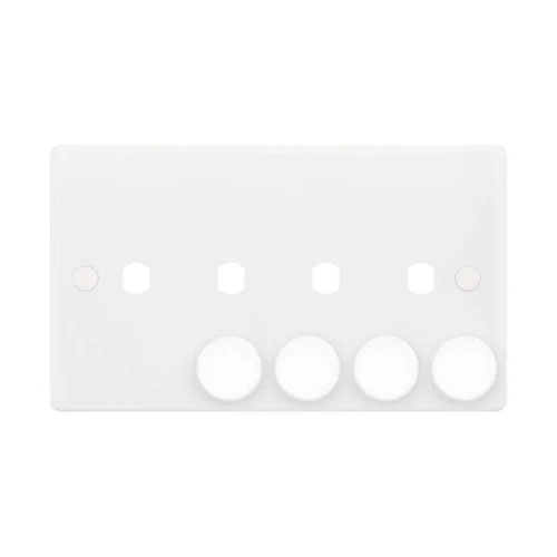 Selectric Smooth 2 Gang Quad Aperture Dimmer Plate with Matching Knobs